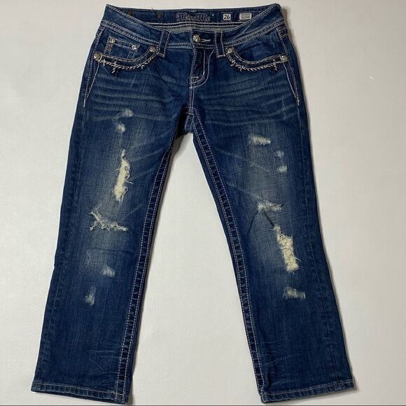 Miss Me | Factory Distressed Cropped Jeans - Picture 1 of 9